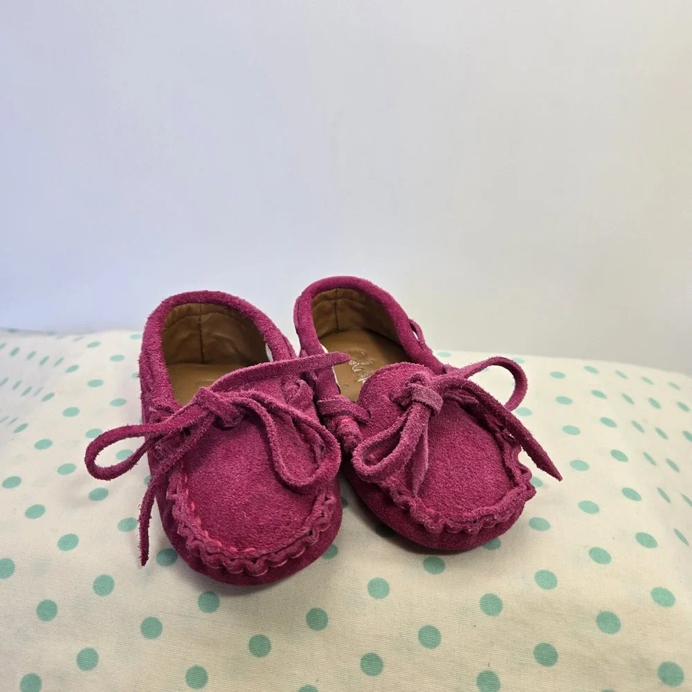 Cole Haan Infant Shoes Grant Driver Moccasins Electric Pink Suede 0-3 Months